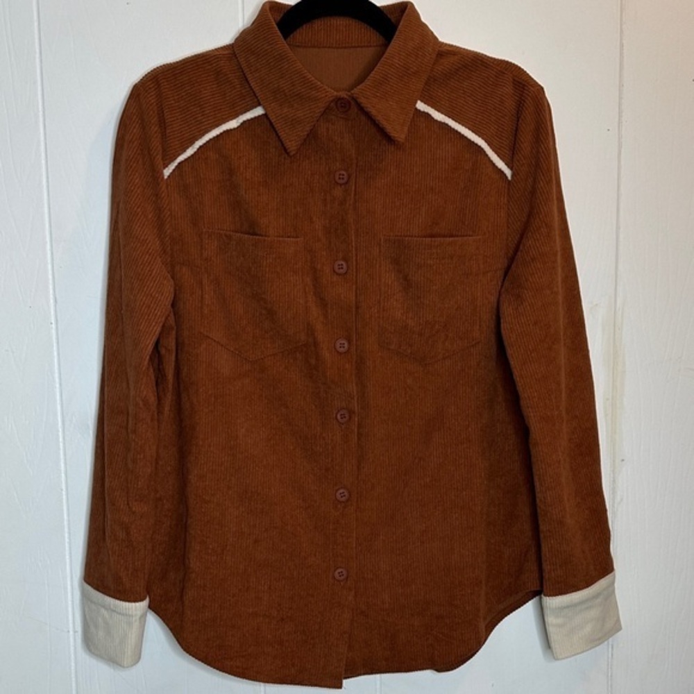 Women's Brown Corduroy Button Down Shirt